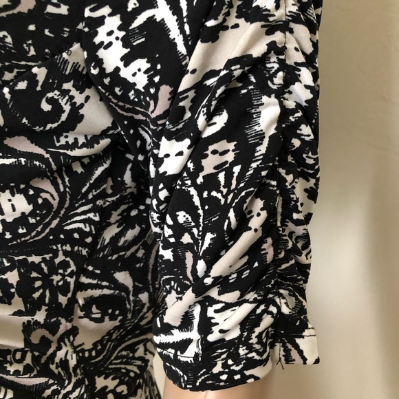 STYLE & CO Womens Top Size Medium Stretch Faux Crossover Ruched Elbow Sleeves - Picture 2 of 9